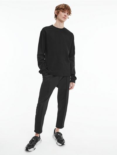 Calvin Klein Ruhák HU215566 | Calvin Klein Organic Cotton Férfi Hosszú Ujjú Póló Fekete